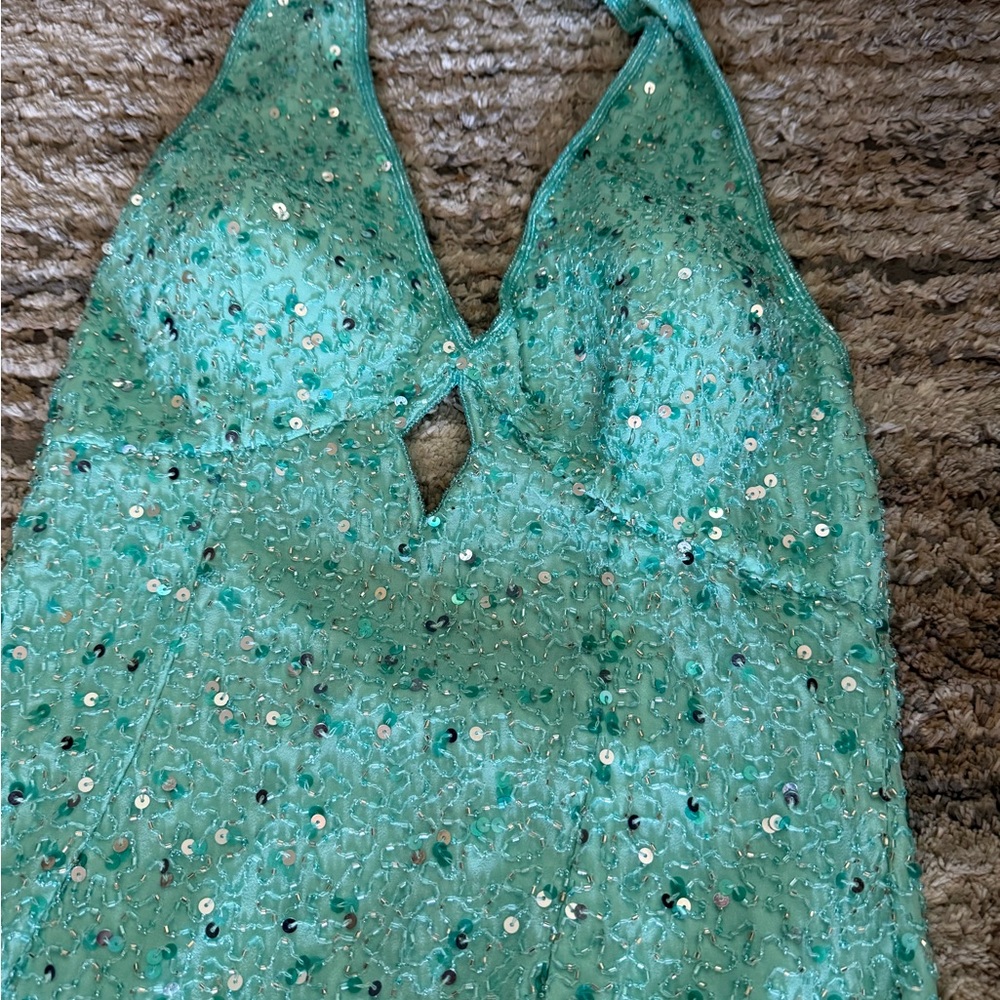 Scala Aqua Beaded Halter Dress - Picture 3 of 8